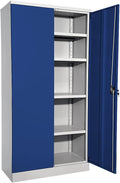 eurokraft Nilas Armario Metálico con 4 Estantes 1950 x 1000 x 500 mm, Gris Claro y Azul