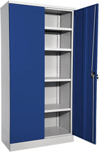 eurokraft Nilas Armario Metálico con 4 Estantes 1950 x 1000 x 500 mm, Gris Claro y Azul