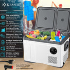 KESSER Nevera Portátil de Compresor Doble Zona hasta -20 °C con Pantalla Táctil, 12/24 V y 230 V