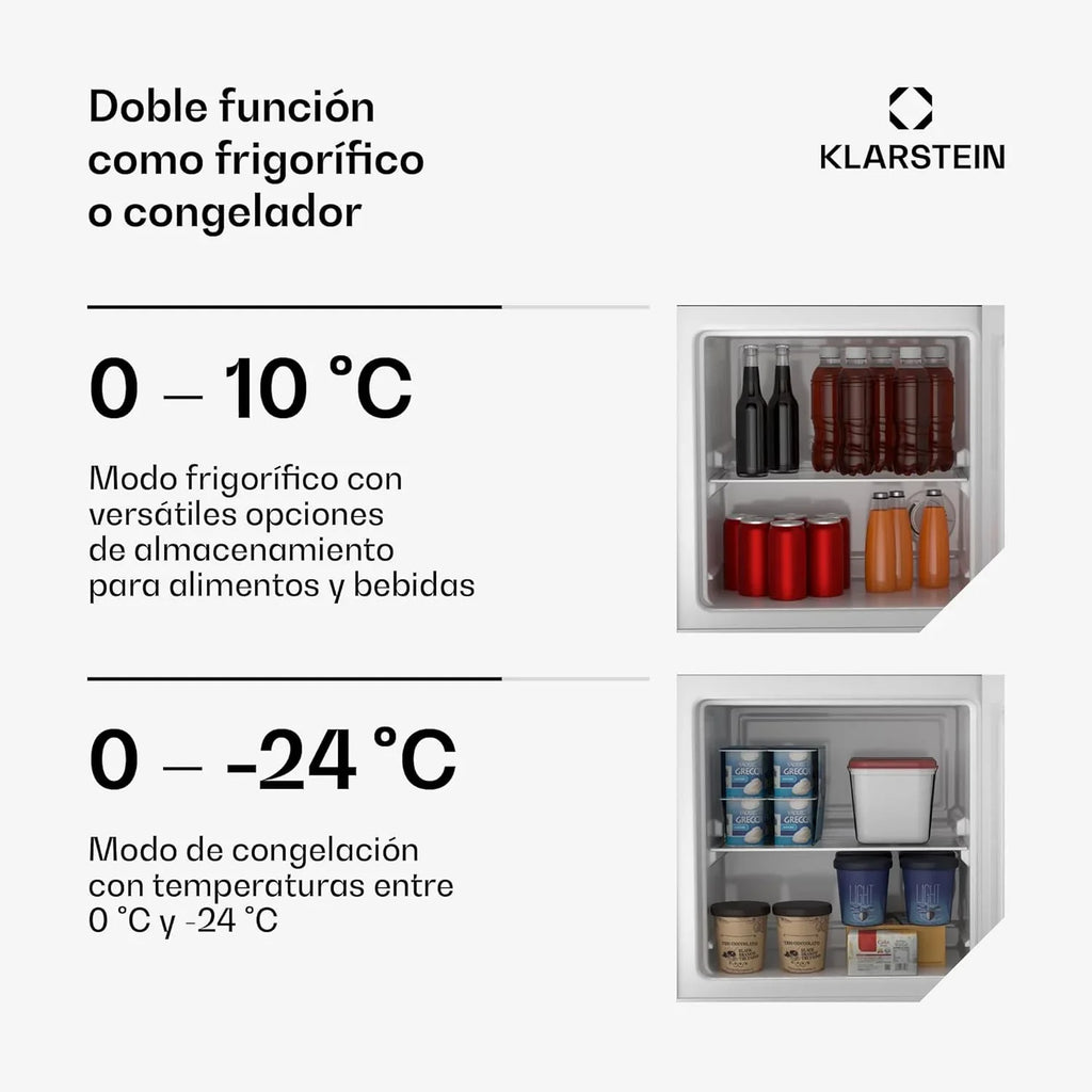 Klarstein Irene Mini Nevera / Congelador 31 L, de -24 °C a 10 °C, Silencioso 38 dB, Negro