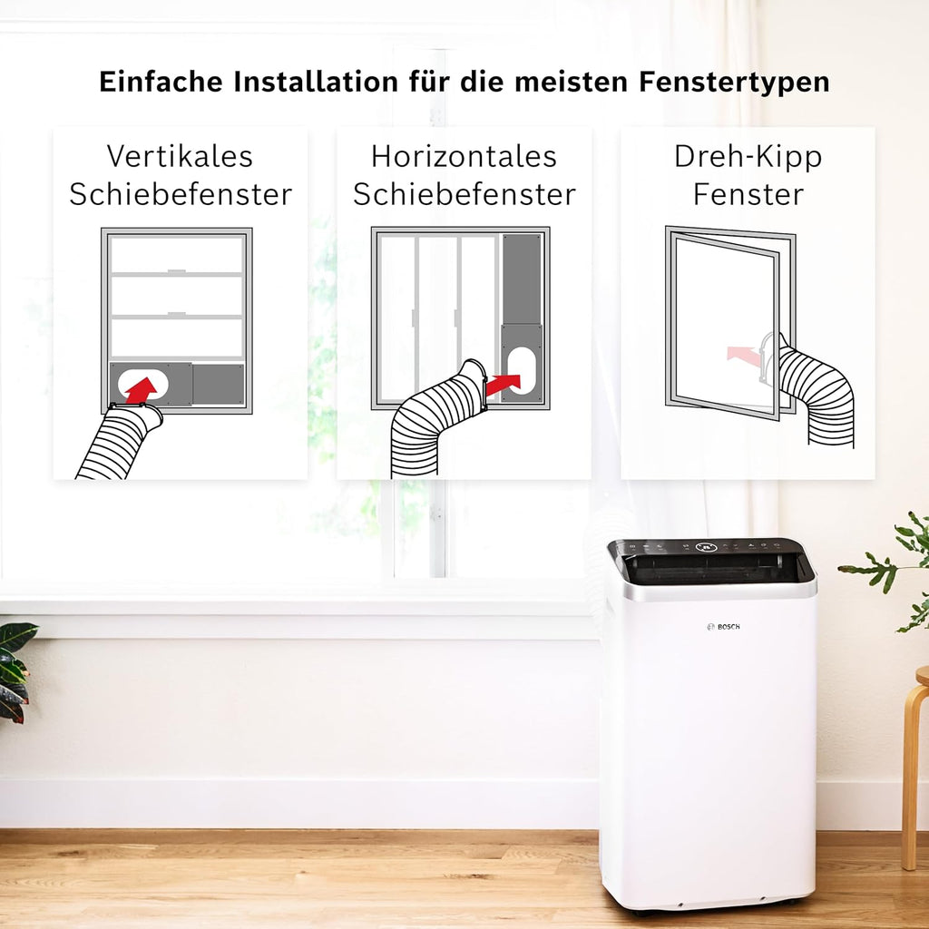 Bosch Cool Aire Acondicionado Portátil 3 en 1 con Modos Auto, Silencio y Noche