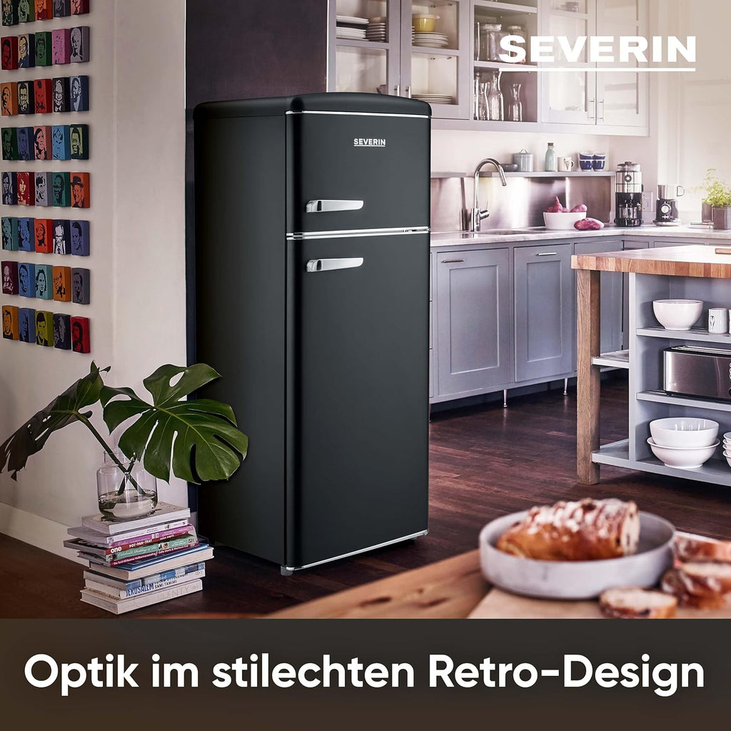 SEVERIN RKG 8933 Frigorífico Combi Retro 206 L con Congelador 4 Estrellas