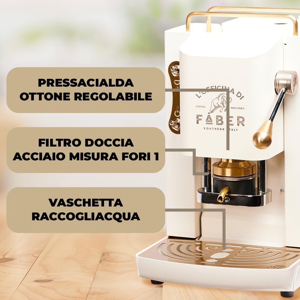 Faber Pro Total Deluxe Cafetera de Monodosis ESE 44 mm de Latón, 1,3 L