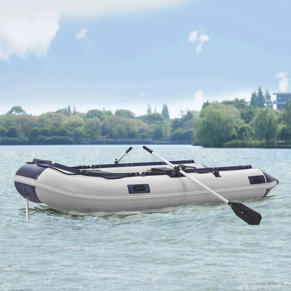 Barco Neumático Hinchable 3,20 m con 2 Bancos y Suelo de Aluminio para 4 Personas