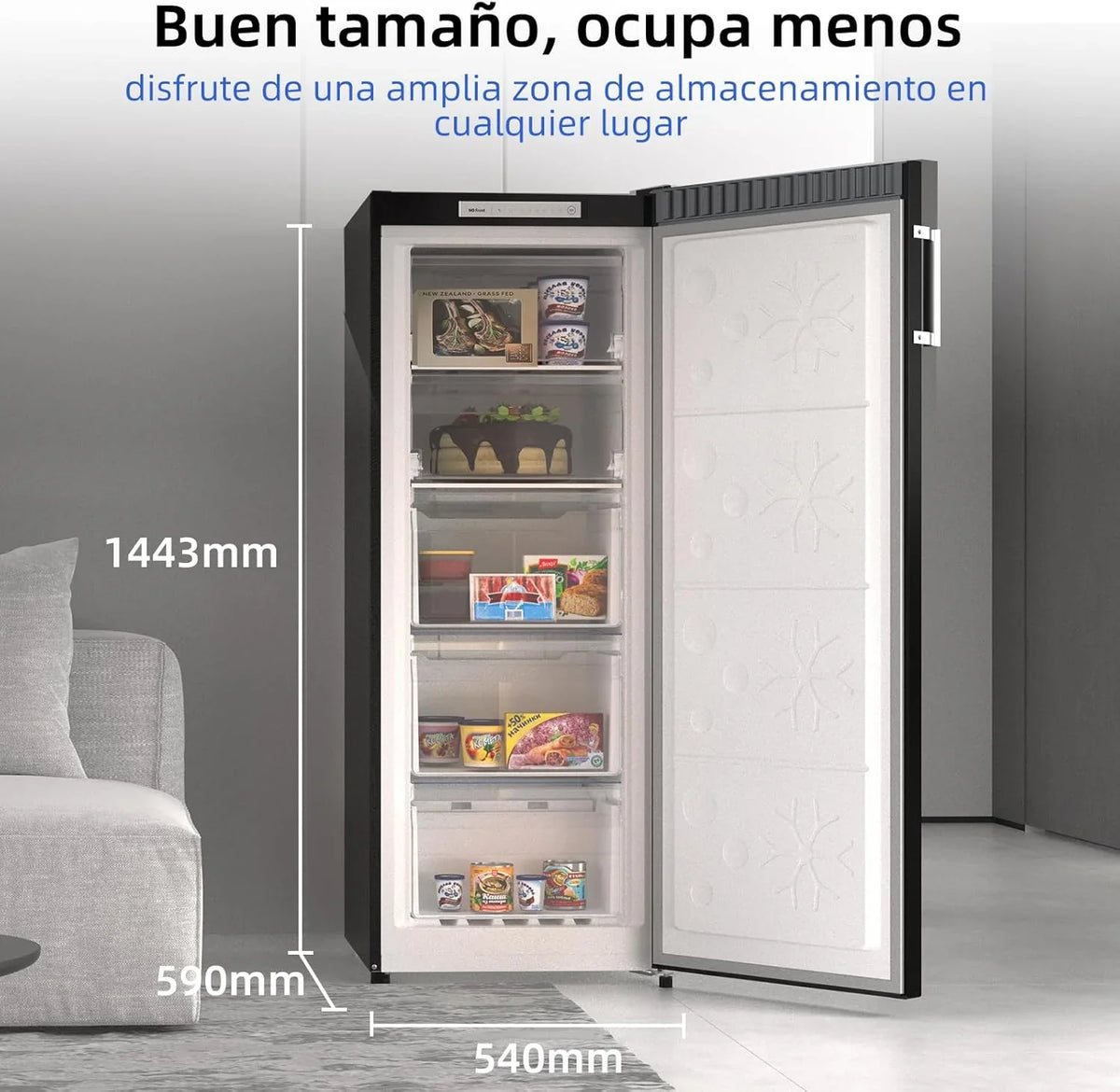 CHiQ FSD166NE4E Congelador Vertical No Frost 166 L, Control Electrónico, Inox Negro, Clase E
