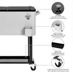 Carrito Nevera con Ruedas 80 Quart (75 L) para Terraza, Patio y Fiestas
