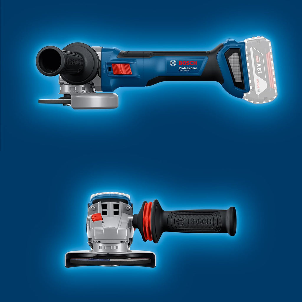 Professional GWS 18V-11 Amoladora Angular a Batería 18 V con 2 Baterías 5 Ah y L-BOXX
