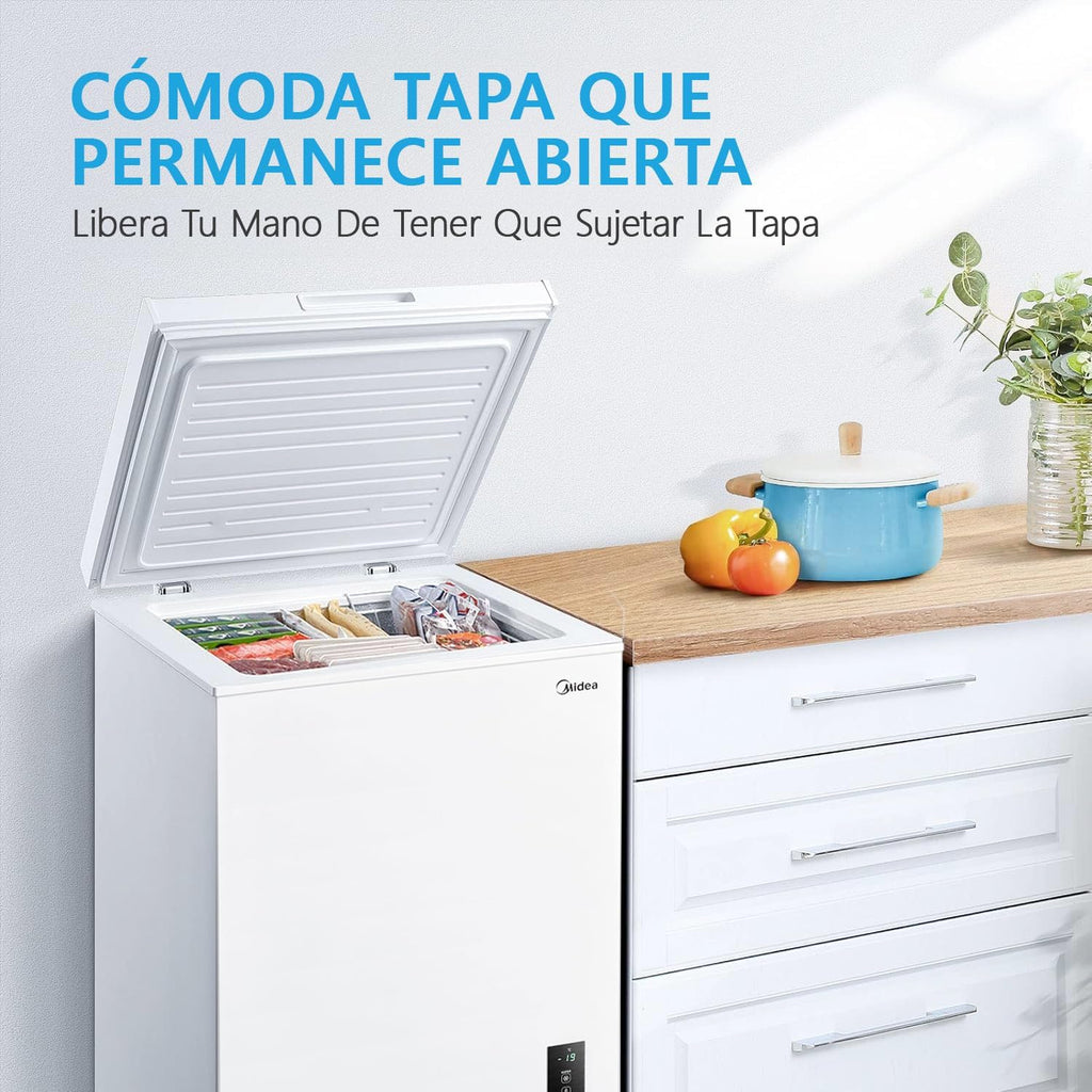 MIDEA Arcón Congelador Pequeño 99 L, Motor Inverter, Control Electrónico, Silencioso 39 dB, Blanco