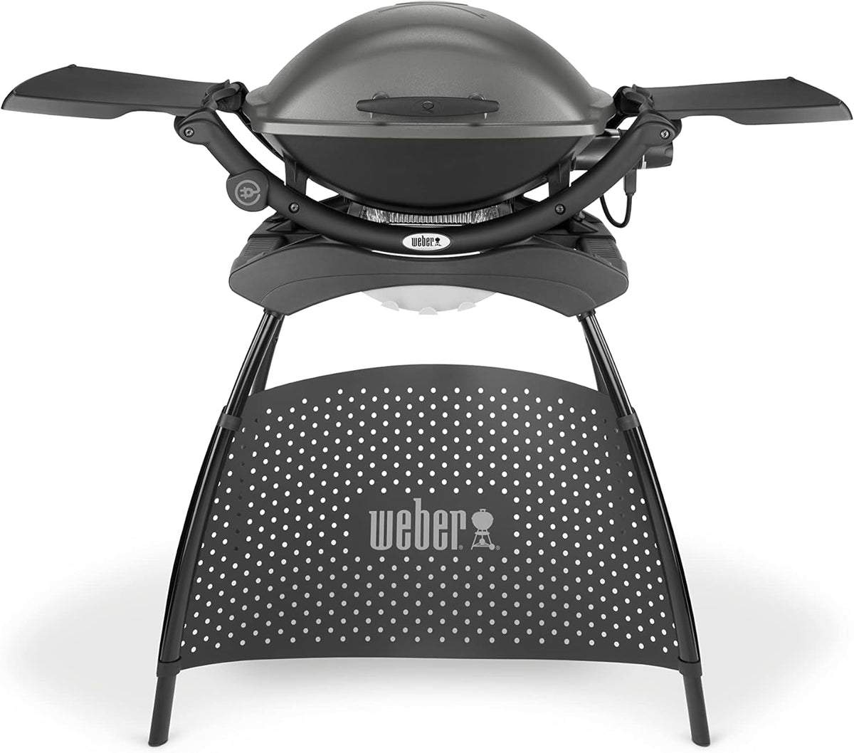 Weber Q 2400 Barbacoa Eléctrica con Soporte y Mesas Laterales, 54 x 39 cm, Dark Grey