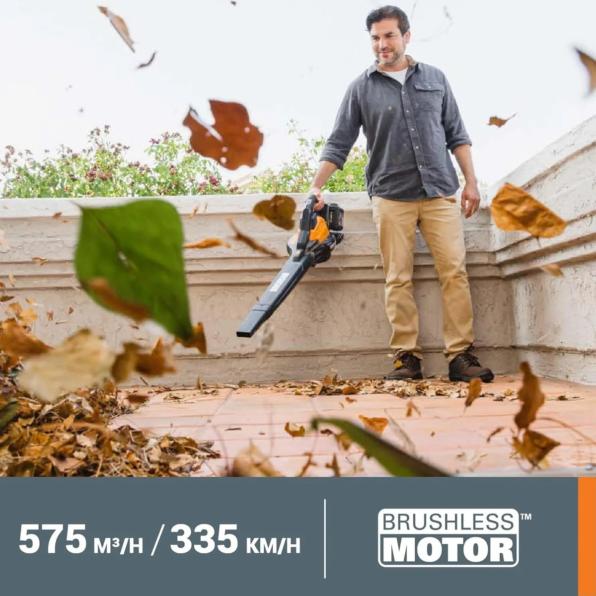 WORX WG583E Soplador Aspirador de Hojas 40 V (2x20 V) con 2 Baterías y Cargador Doble, Bolsa 35 L