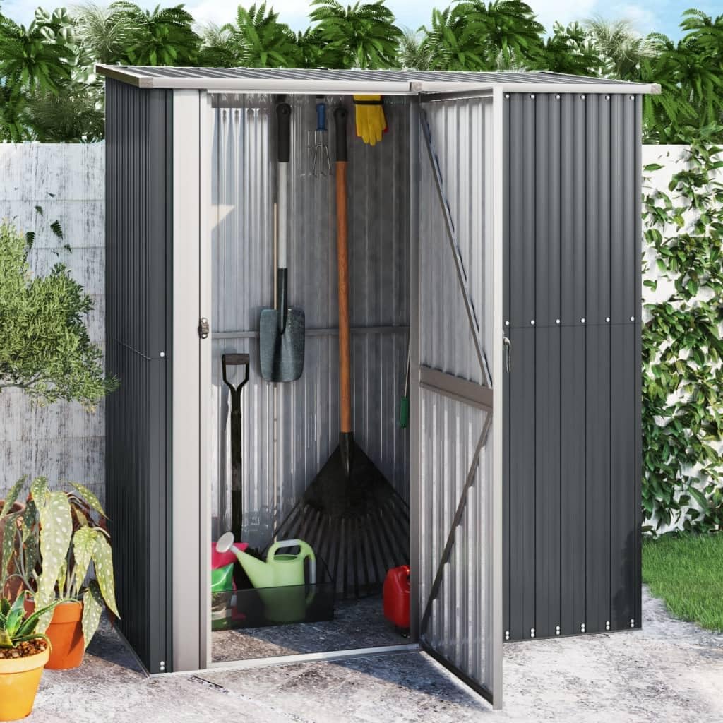 vidaXL Cobertizo de Jardín de Acero Galvanizado Antracita 180,5 x 97 x 209,5 cm