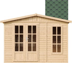 TIMBELA M334FB Caseta de Jardín de Madera 6 m² con Suelo, Ventana y Puerta Doble, Tejas Verdes