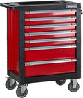 DEMA Carlos Carro de Taller con 7 Cajones, Ruedas con Freno y Cerradura, Rojo y Negro