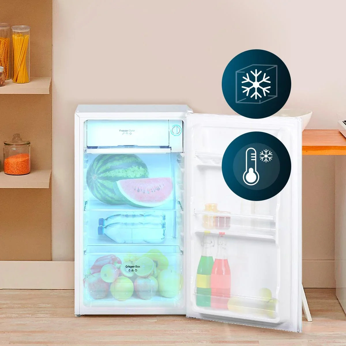 Cecotec Bolero CoolMarket TT 90 White E Frigorífico Pequeño 90 L con Compartimento Congelador