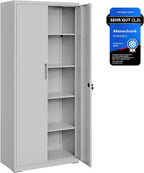 SONGMICS OMC015G01 Armario Metálico con Cerradura 5 Niveles 40 x 80 x 180 cm, Gris