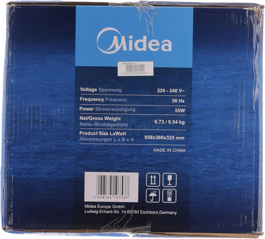 Midea Climatizador Evaporativo con Depósito de 5 L, Humidificador e Ionizador, 355 m³/h, Blanco
