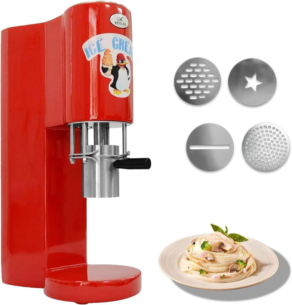 Máquina Comercial de Helado en Forma de Espaguetis 28-30 L/h con 4 Moldes, Roja