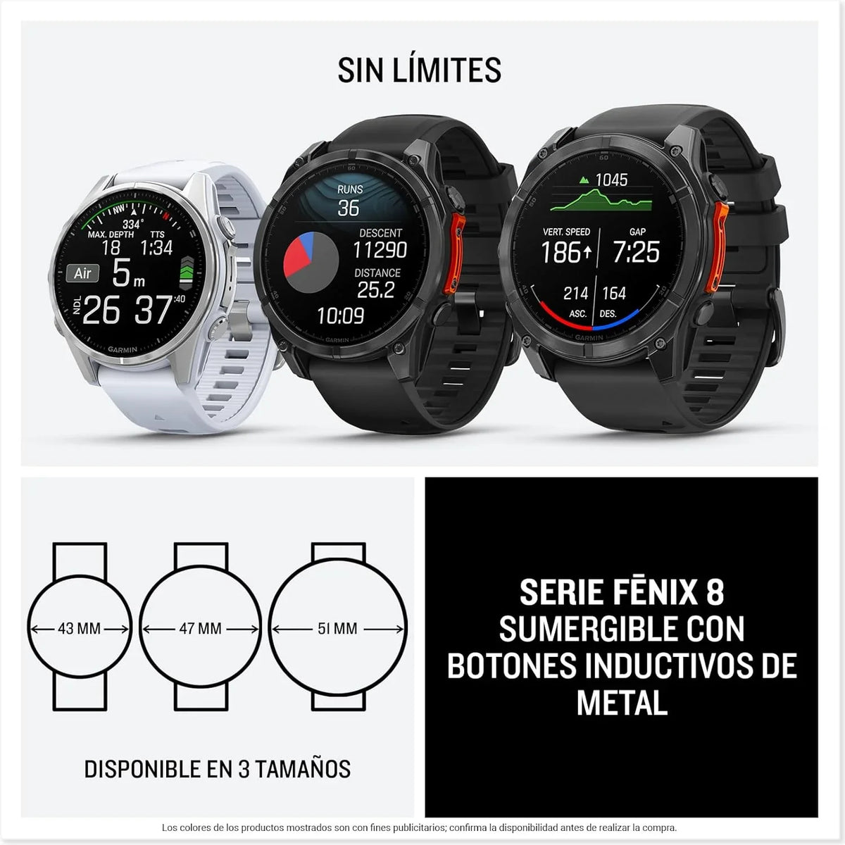 Garmin fēnix 8 51 mm Reloj GPS Multideporte AMOLED con Linterna, Mapas y hasta 29 Días de Autonomía, Negro