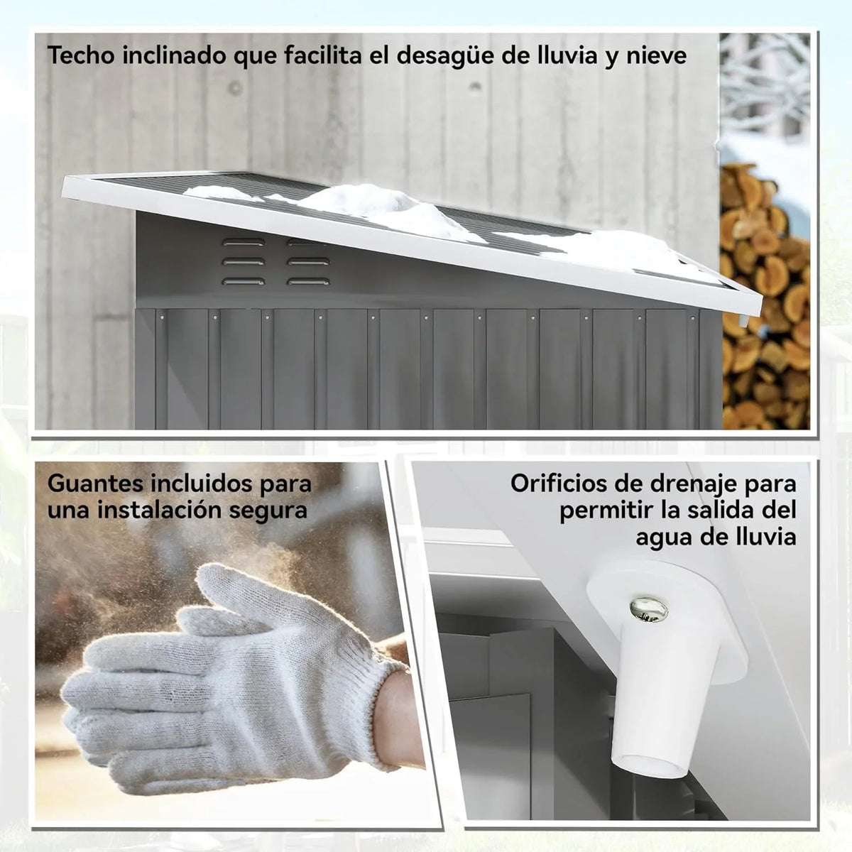 Outsunny Caseta de Jardín Metálica 2,55 m² 221 x 133 x 190 cm con Ventana y Cerradura, Gris Oscuro