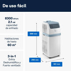 Pinguino Compact PAC ES72 Young Aire Acondicionado Portátil 8300 BTU/h con Temporizador 24 h