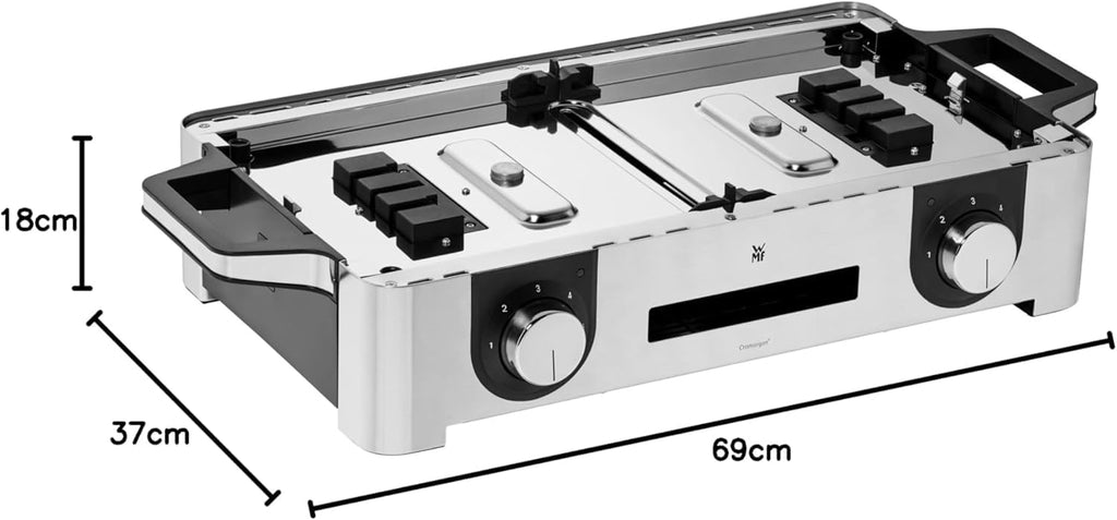 WMF Lono Master-Grill Parrilla Eléctrica 50 x 28 cm, 2 Zonas Regulables, 2400 W, Exterior