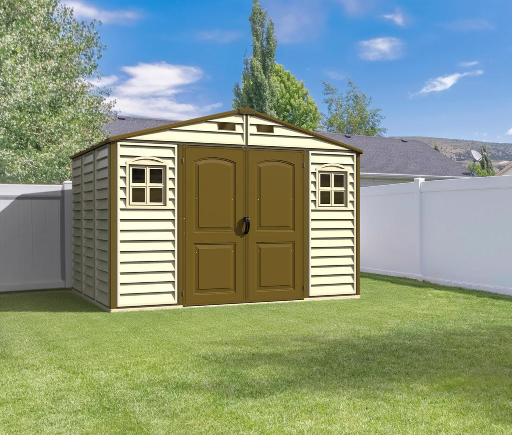Duramax Woodside 30214-4 Caseta de Jardín de PVC 10 x 8 pies (3,25 x 2,47 m) Marfil y Marrón
