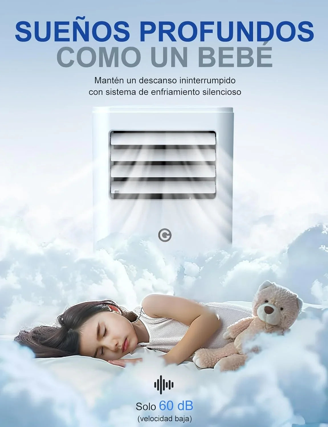 Aire Acondicionado Portátil 9000 BTU 4 en 1 con Mando, Temporizador 24 h y Kit de Ventana