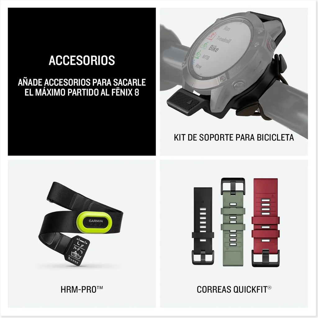 Garmin fēnix 8 51 mm Reloj GPS Multideporte AMOLED con Linterna, Mapas y hasta 29 Días de Autonomía, Negro