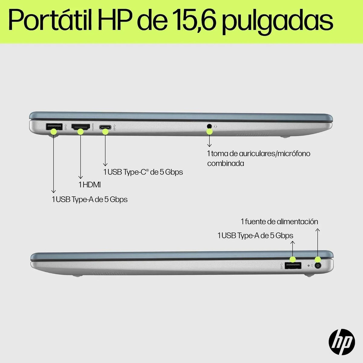HP 15-fd0377ns Portátil 15,6" FHD Intel Core i5-1334U, 16 GB RAM, 1 TB SSD, Windows 11, Teclado Español