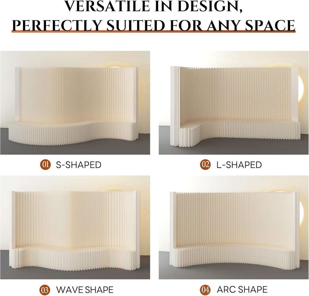 Biombo Separador Plegable con Estante 300 x 43 x 200 cm, Blanco