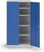 eurokraft Nilas Armario Metálico con 4 Estantes 1950 x 1000 x 500 mm, Gris Claro y Azul