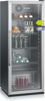 SEVERIN FSK 8840 Nevera para Botellas con Cerradura y Luz LED, 118 L, Negro/Plata