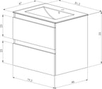 BELLOBATH Mueble de Baño Suspendido 80 cm con Lavabo de Cerámica y 2 Cajones, Roble