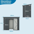 COSTWAY Caseta de Jardín Metálica 235 x 117 x 185 cm con 2 Puertas y Techo Inclinado, Gris
