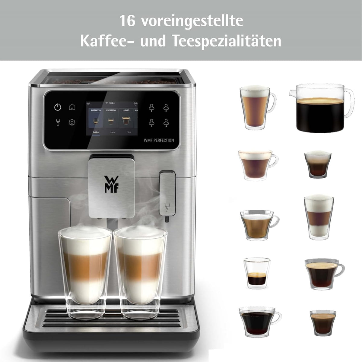 WMF Perfection 640 Cafetera Superautomática con Sistema de Leche, 16 Especialidades y Doble Thermoblock