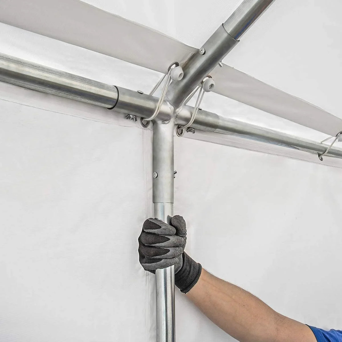 TOOLPORT Carpa Almacén 5 x 10 m Lona PVC 750 N Impermeable Gris con Base Reforzada
