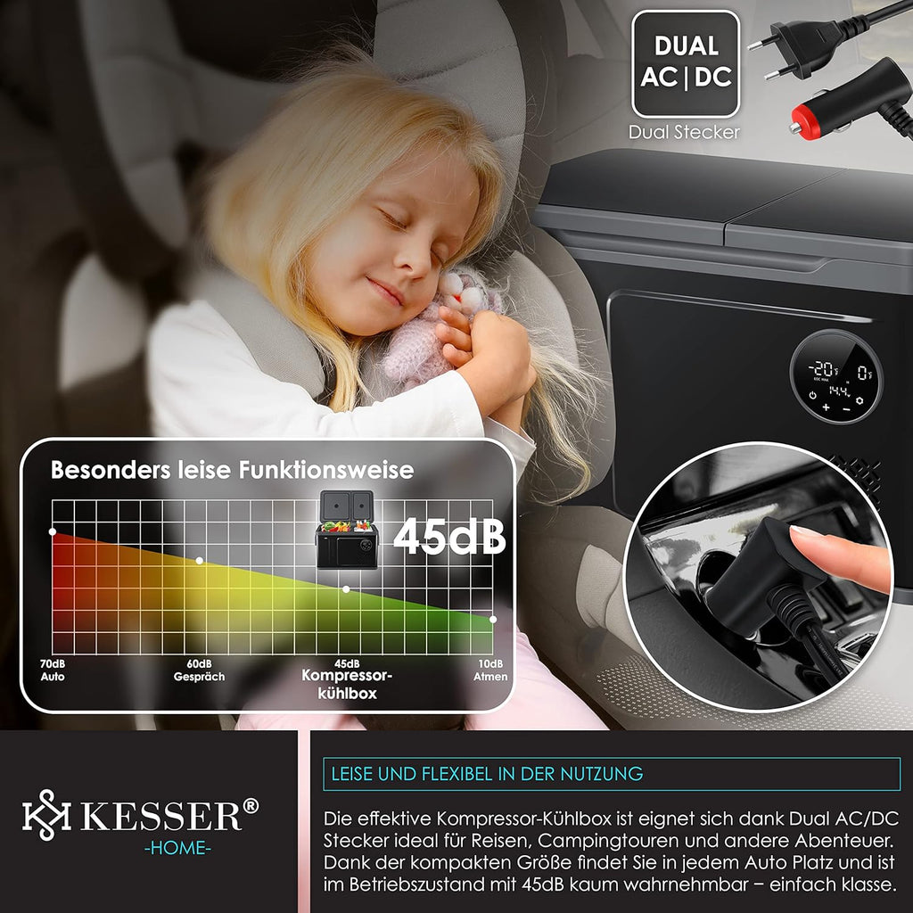 KESSER Nevera Portátil de Compresor Doble Zona hasta -20 °C con Pantalla Táctil, 12/24 V y 230 V - imagen 8