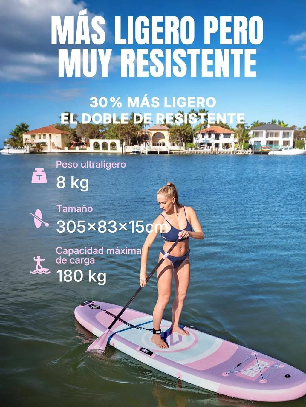 Niphean Tabla de Paddle Surf Hinchable 305 cm con Accesorios, SUP para Adultos y Principiantes