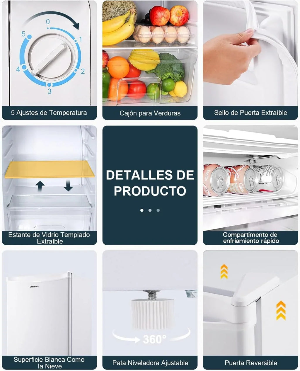 Upstreman BR321 Frigorífico Pequeño con Congelador 91 L, Silencioso, Blanco
