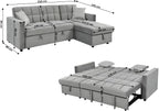 IBERA HOME Kris Sofá Cama Chaise Longue Reversible 210 x 145 cm con Arcón, Terciopelo Gris