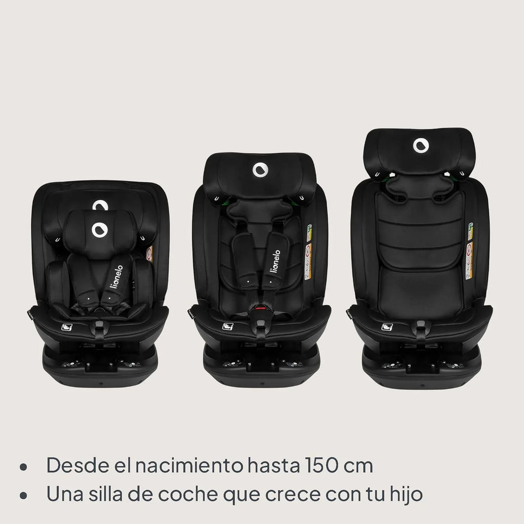 LIONELO Bastiaan RWF i-Size Silla de Coche Giratoria 360° de 40 a 150 cm, Isofix y Top Tether