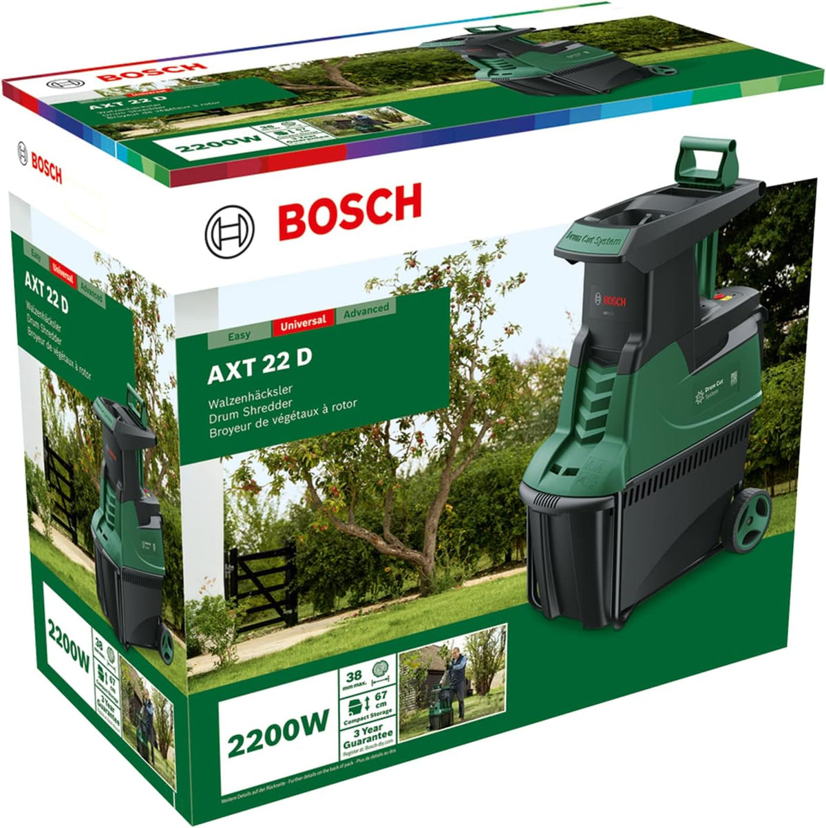 Bosch AXT 25 TC Biotriturador de Turbina 2500 W con Cesto de 53 L y Guantes