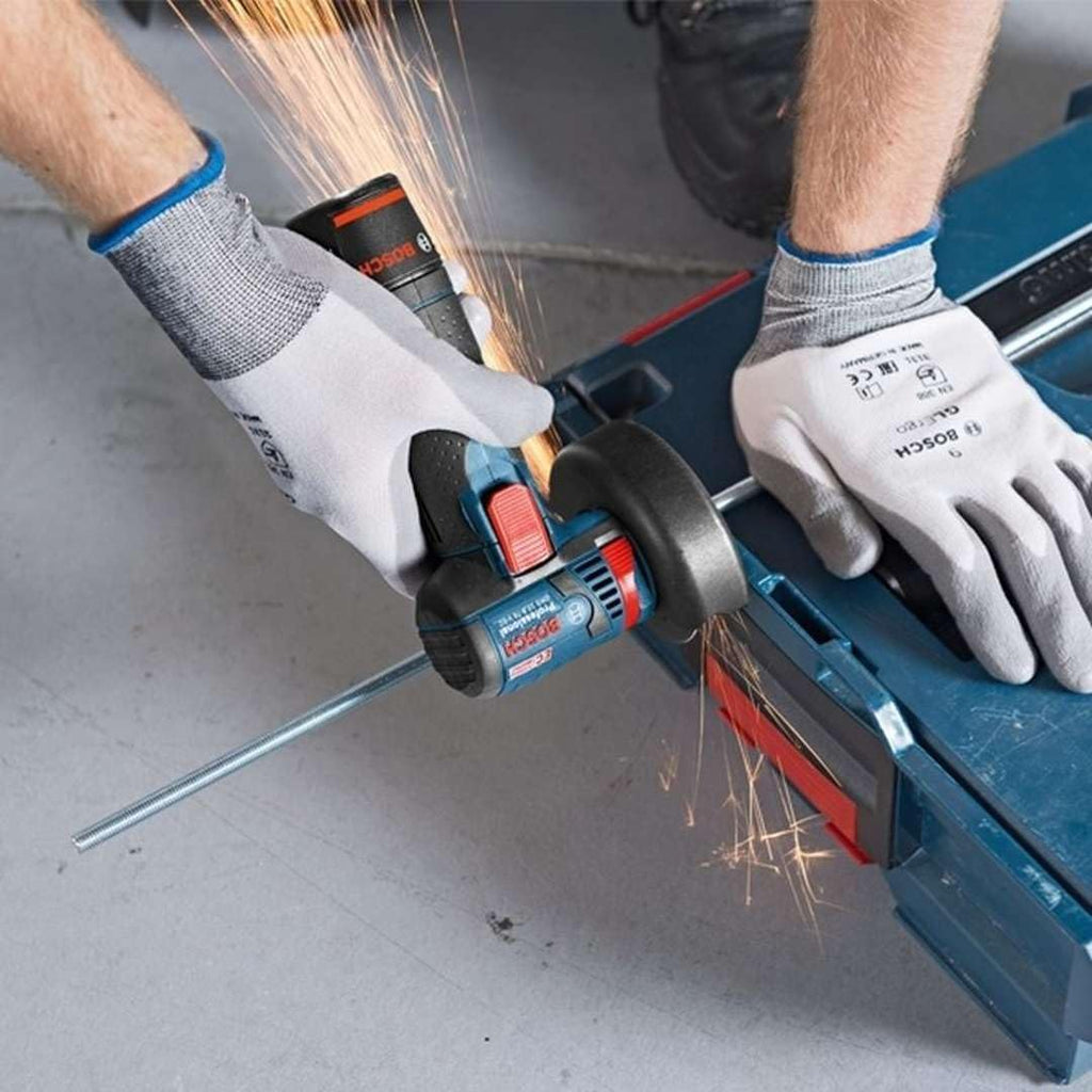 Professional GWS 12V-76 Amoladora Angular a Batería 12 V con 2 Baterías 3 Ah y L-BOXX