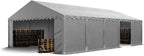 TOOLPORT Carpa Almacén 5 x 10 m Lona PVC 750 N Impermeable Gris con Base Reforzada