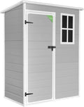 Wasabi Unit 1.4 Caseta de Jardín de Resina 1,37 m² con Suelo y Ventana, Gris y Blanco