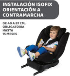 Chicco Unico Evo i-Size Classic Silla de Coche Isofix Giratoria 360° de 40 a 150 cm (0-12 Años), Negra