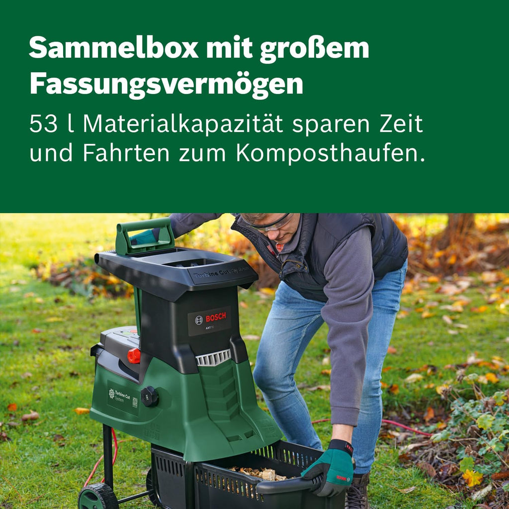 Bosch AXT 25 TC Biotriturador de Turbina 2500 W con Cesto de 53 L y Guantes