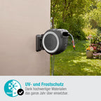 Gardena RollUp M/L Portamangueras de Pared con Manguera de 25 m, Blanco y Gris