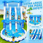 Castillo Hinchable XXL con 2 Toboganes de Agua, Piscina y Rocódromo, 630 x 290 x 285 cm