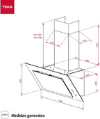 TEKA DVT 78660 TBS Campana Decorativa Vertical 70 cm, Aspiración Perimetral, Motor EcoPower, Negra